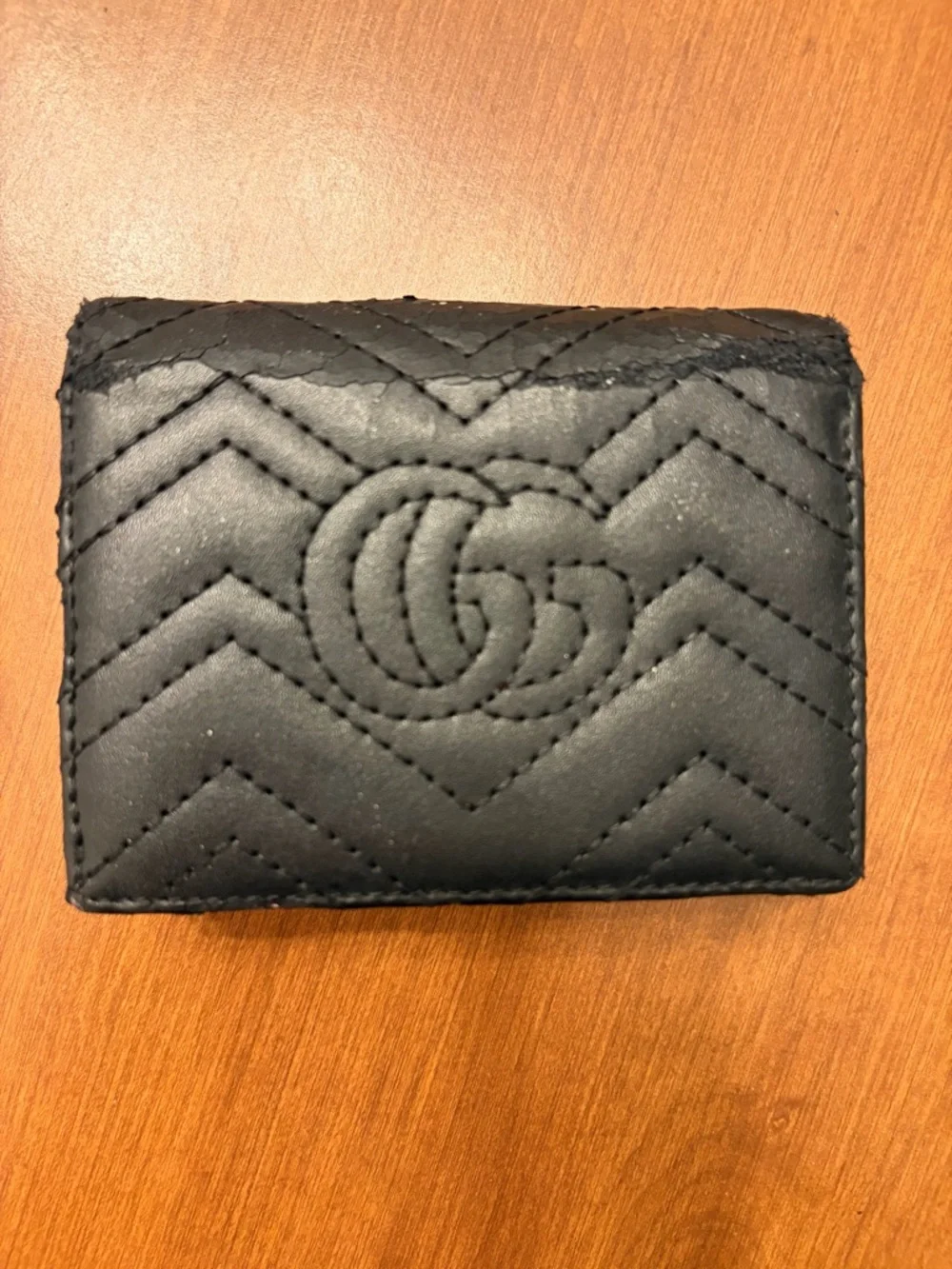 Gucci GG Marmont Card Case Women’s Wallet Black Leather Chevron Quiet Luxury - Picture 3 of 12